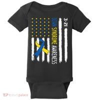 Down Syndrome Awareness Us Flag Trisomy 21 Baby Bodysuit thumb 0