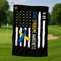 Down Syndrome Awareness Us Flag Trisomy 21 Golf Towel thumb 1