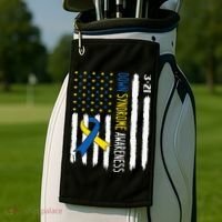 Down Syndrome Awareness Us Flag Trisomy 21 Golf Towel thumb 2