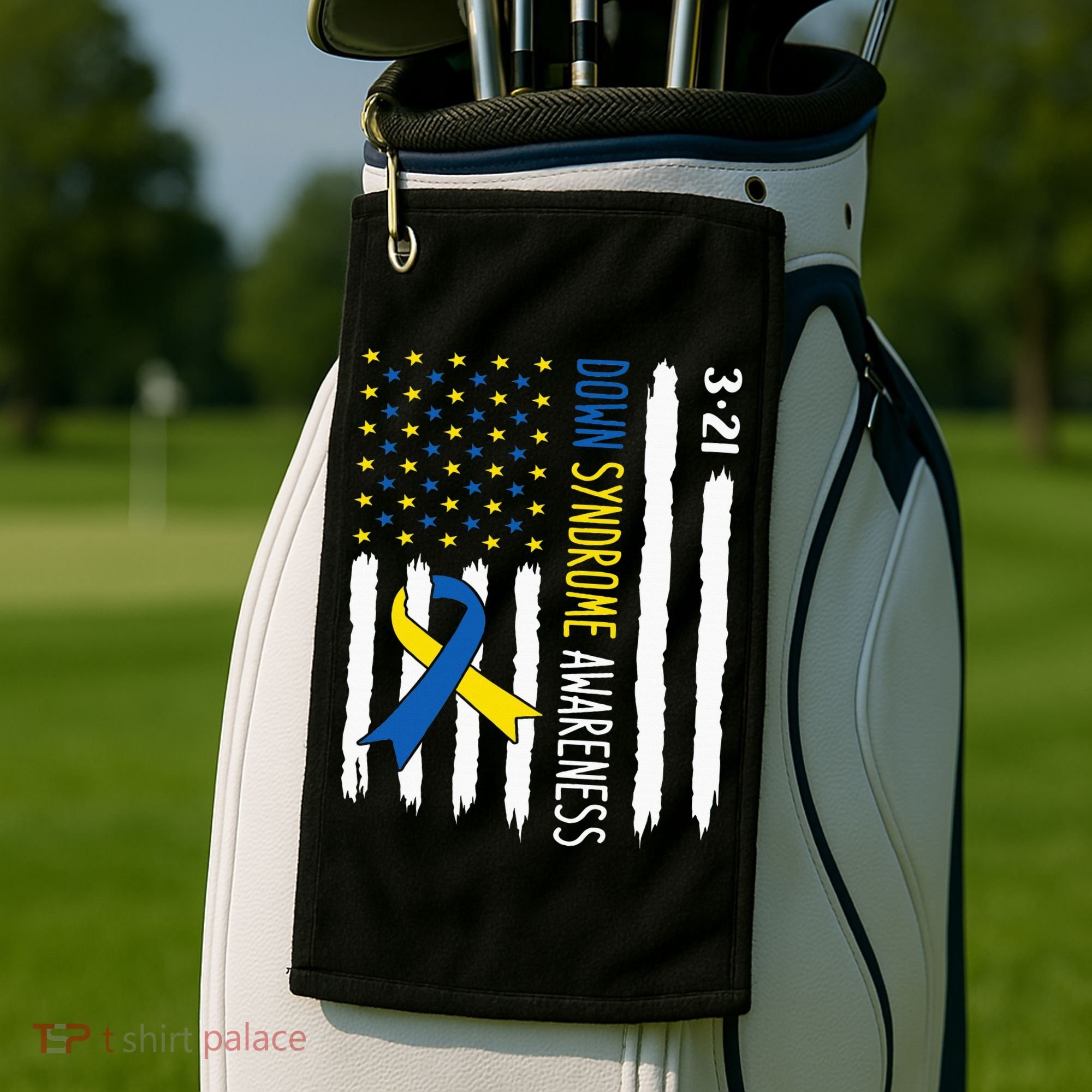 Down Syndrome Awareness Us Flag Trisomy 21 Golf Towel