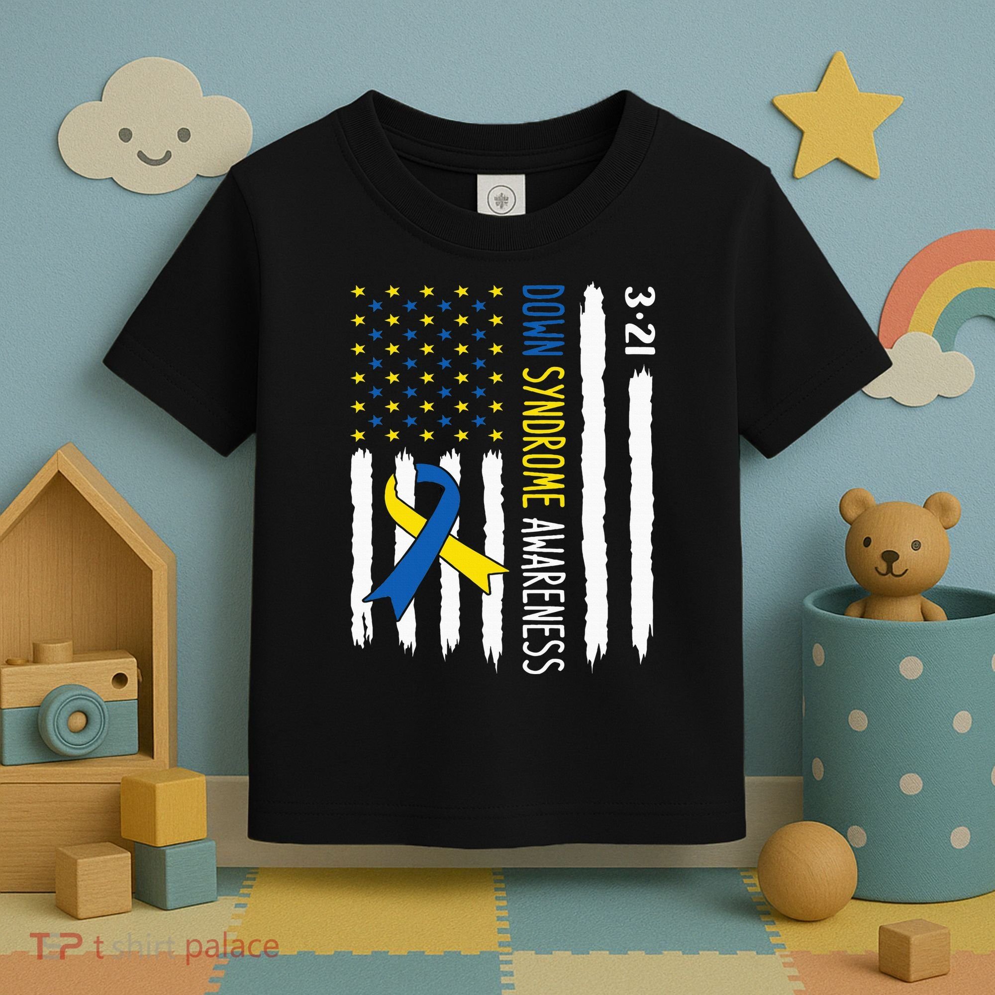 Down Syndrome Awareness Us Flag Trisomy 21 Toddler T-Shirt