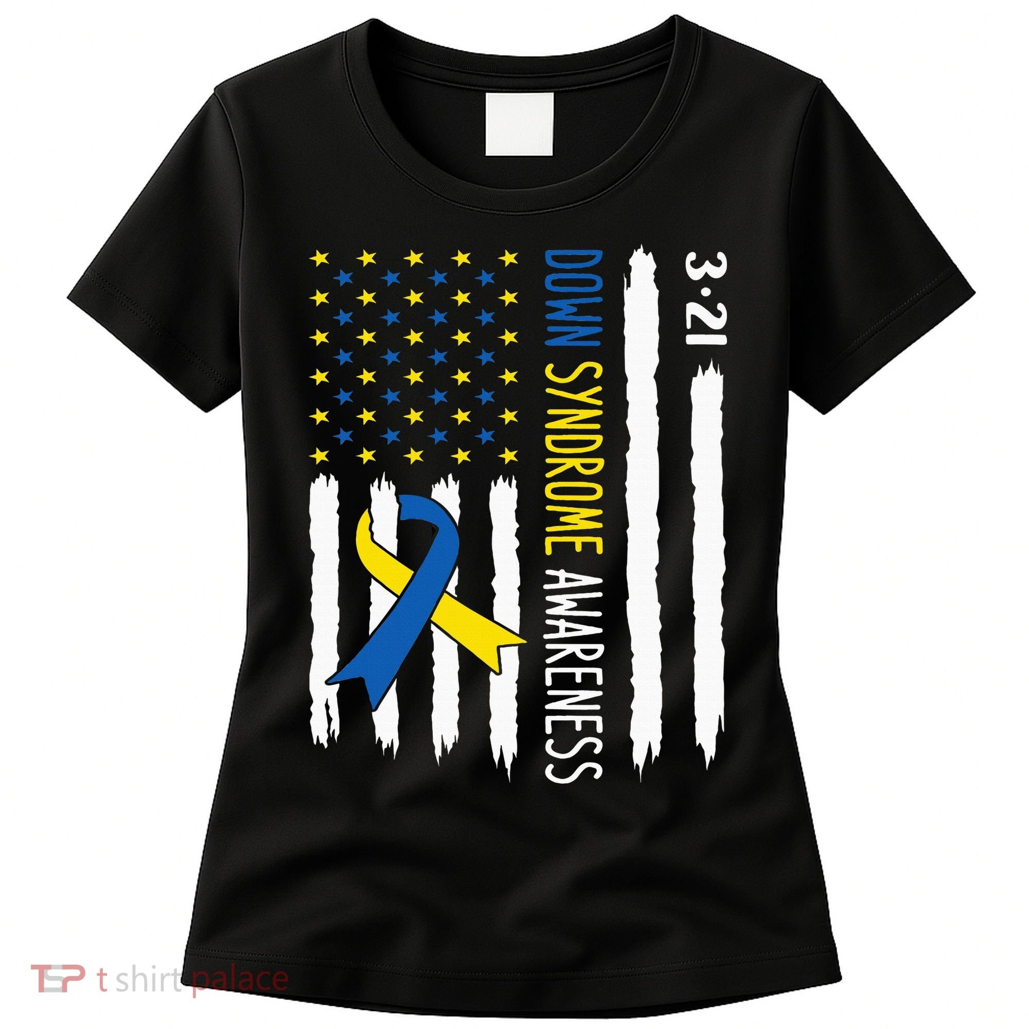 Down Syndrome Awareness Us Flag Trisomy 21 Women's T-Shirt