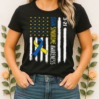 Down Syndrome Awareness Us Flag Trisomy 21 Women's T-Shirt thumb 2