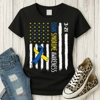Down Syndrome Awareness Us Flag Trisomy 21 Women's T-Shirt thumb 3