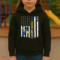 Down Syndrome Awareness Us Flag Trisomy 21 Kids Hoodie thumb 3
