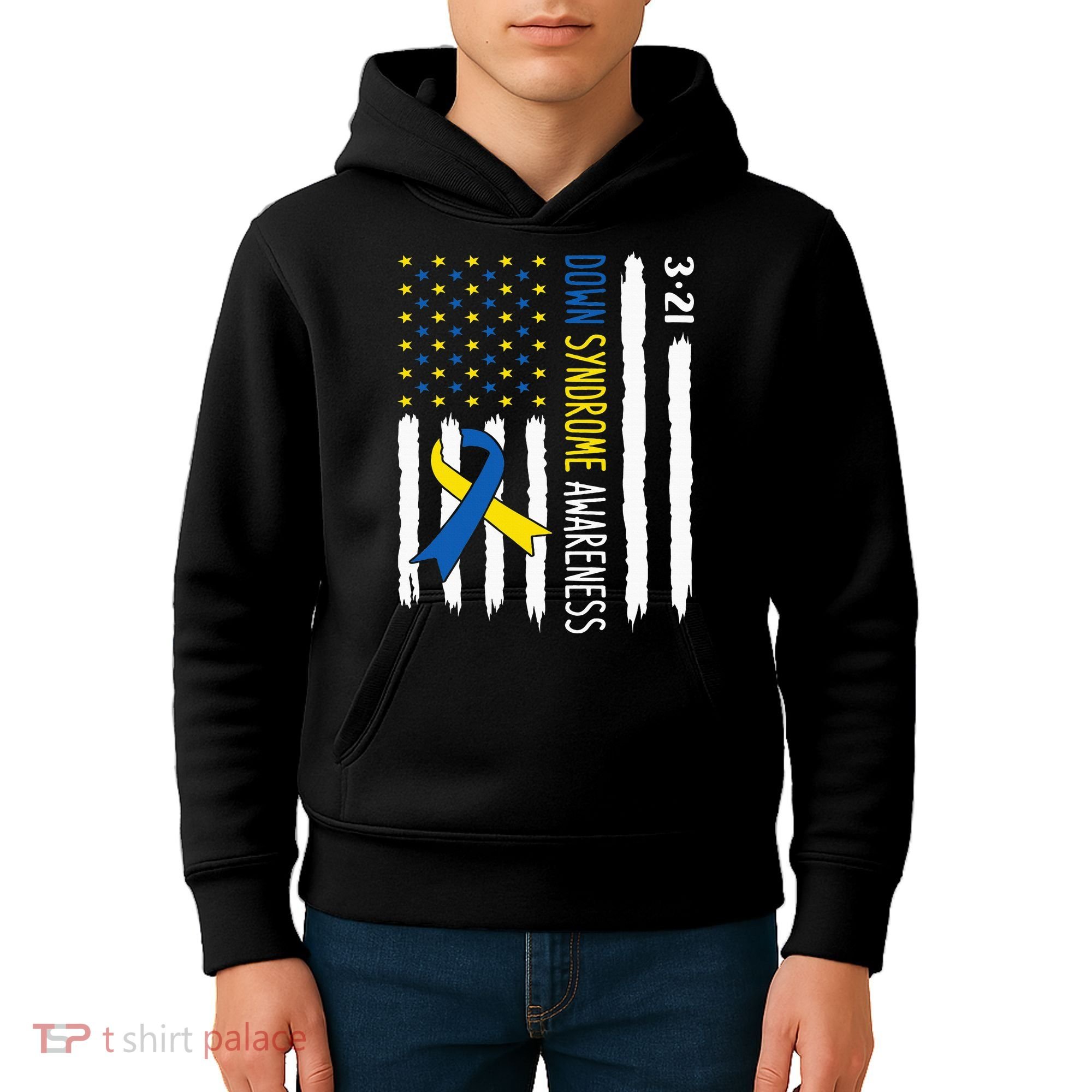Down Syndrome Awareness Us Flag Trisomy 21 Kids Hoodie