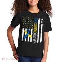 Down Syndrome Awareness Us Flag Trisomy 21 Kids T-Shirt thumb 2