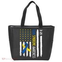 Down Syndrome Awareness Us Flag Trisomy 21 Tote Bag thumb 0