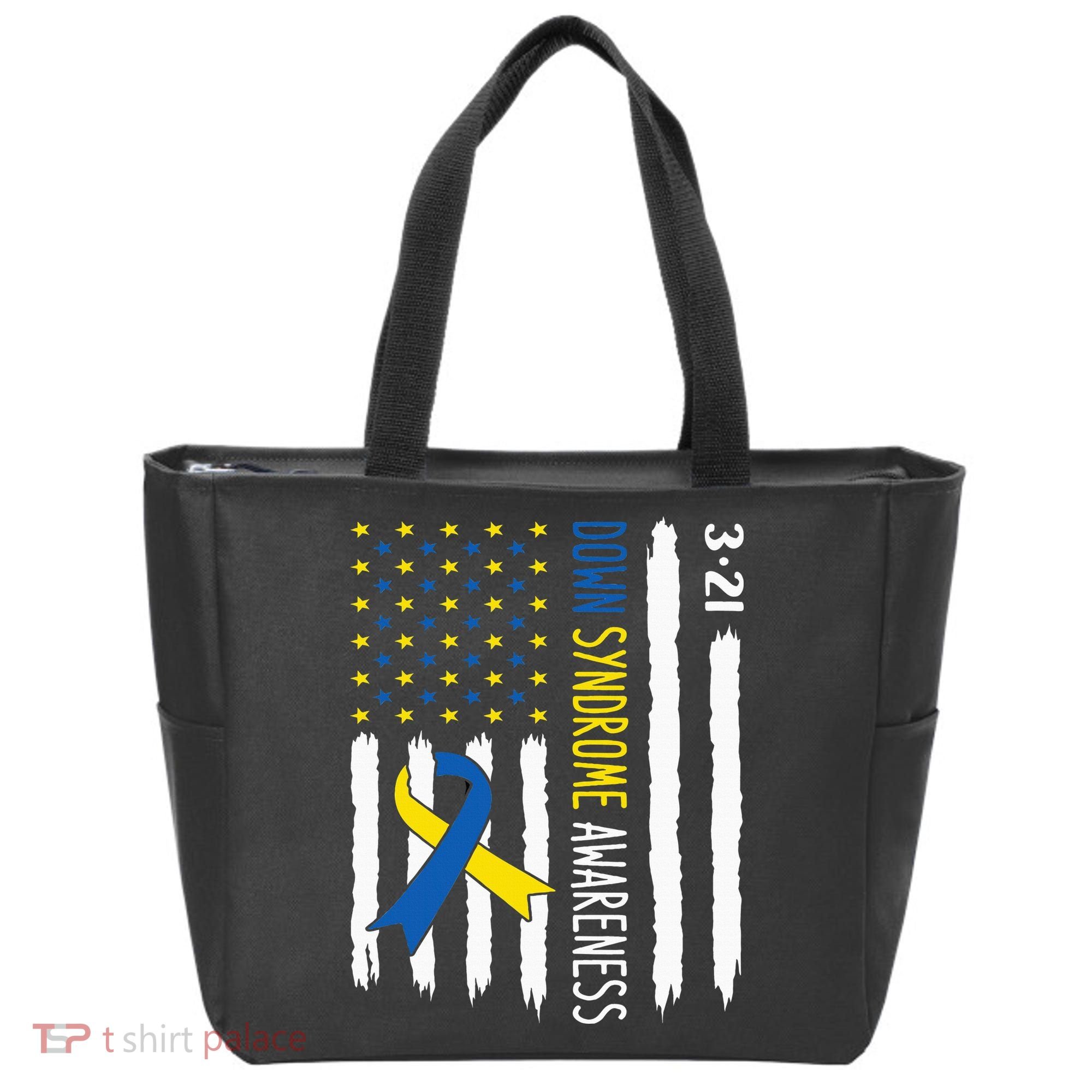 Down Syndrome Awareness Us Flag Trisomy 21 Tote Bag
