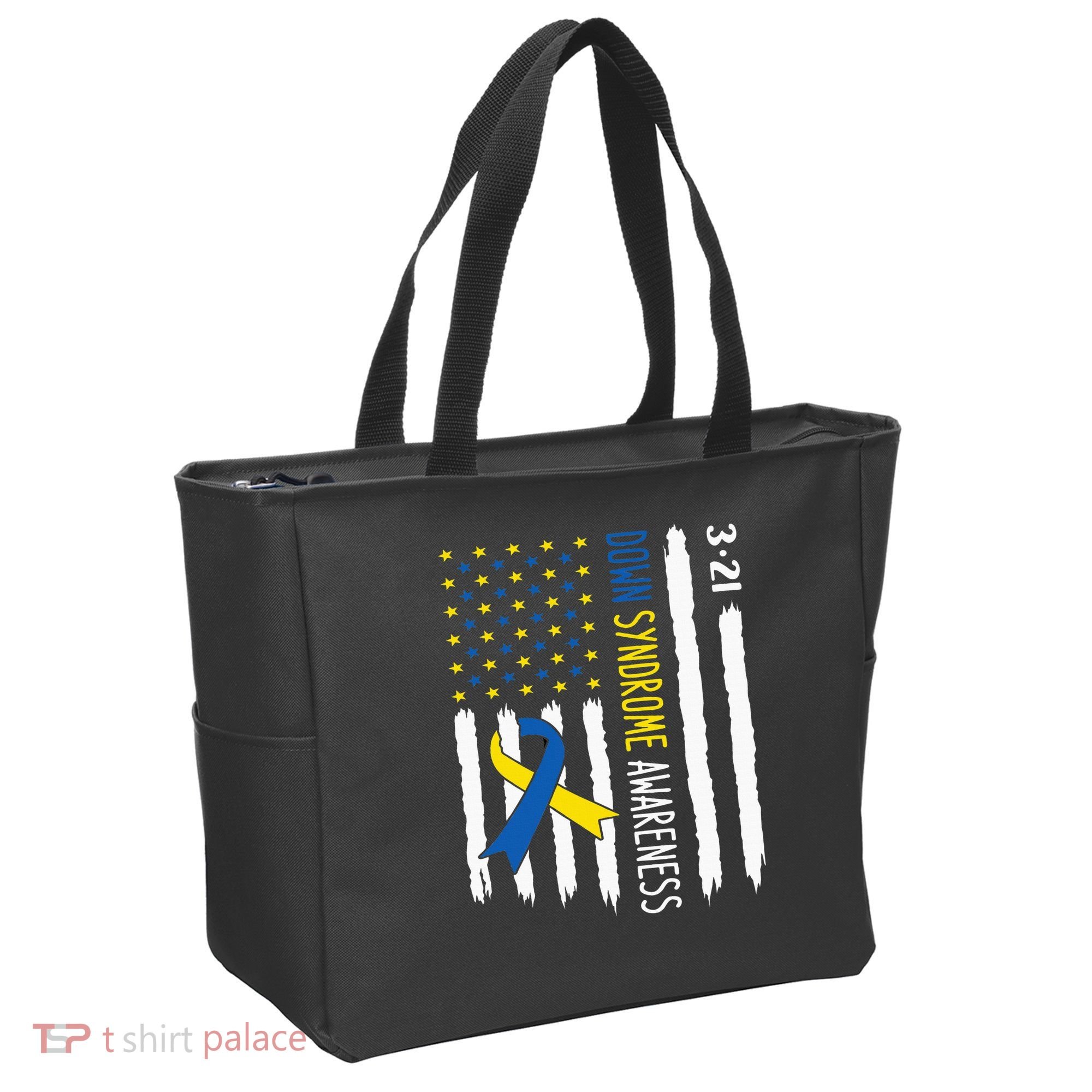 Down Syndrome Awareness Us Flag Trisomy 21 Tote Bag
