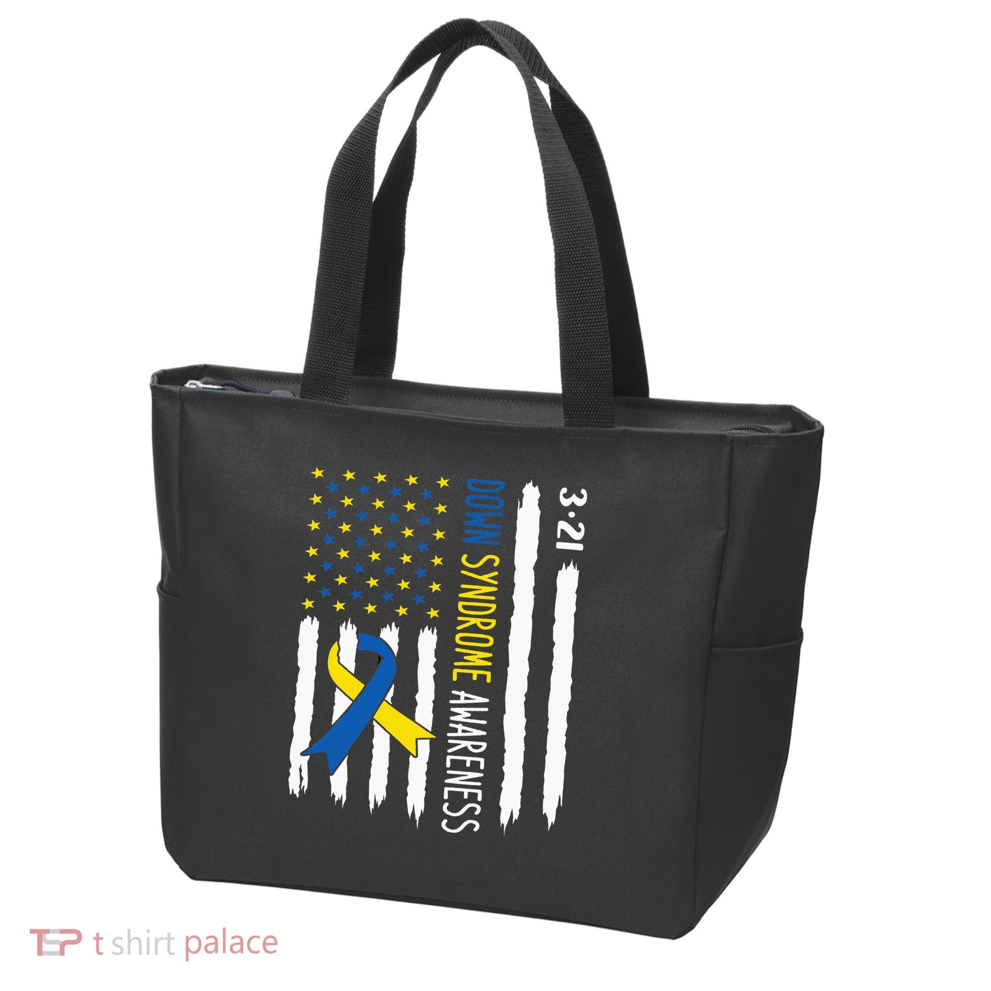 Down Syndrome Awareness Us Flag Trisomy 21 Tote Bag