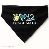Down Syndrome Awareness Peace Love T21 WDSD USA-Made Doggie Bandana thumb 0