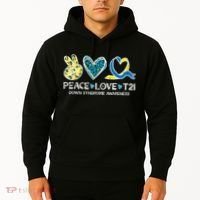 Down Syndrome Awareness Peace Love T21 WDSD Hoodie thumb 2