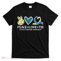 Down Syndrome Awareness Peace Love T21 WDSD T-Shirt thumb 0