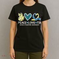Down Syndrome Awareness Peace Love T21 WDSD T-Shirt thumb 4
