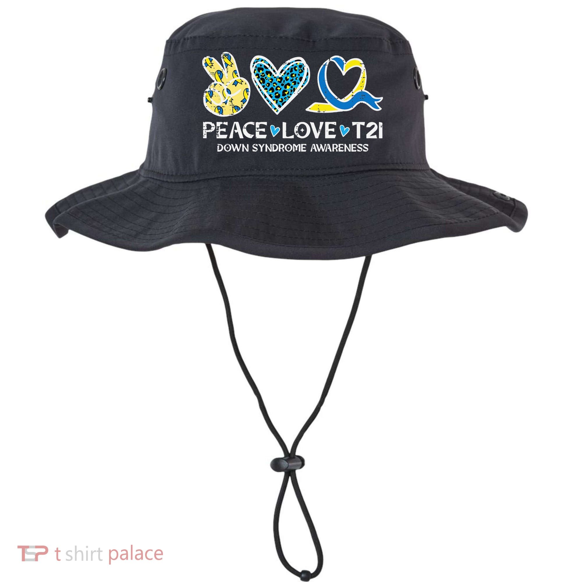 Down Syndrome Awareness Peace Love T21 WDSD Bucket Hat