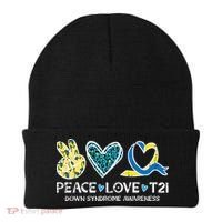 Down Syndrome Awareness Peace Love T21 WDSD Beanie thumb 0