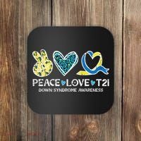 Down Syndrome Awareness Peace Love T21 WDSD Coaster thumb 0