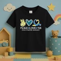 Down Syndrome Awareness Peace Love T21 WDSD Toddler T-Shirt thumb 3