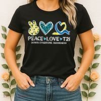 Down Syndrome Awareness Peace Love T21 WDSD Women's T-Shirt thumb 2