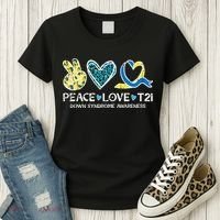 Down Syndrome Awareness Peace Love T21 WDSD Women's T-Shirt thumb 3