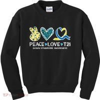 Down Syndrome Awareness Peace Love T21 WDSD Kids Sweatshirt thumb 0