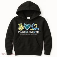 Down Syndrome Awareness Peace Love T21 WDSD Kids Hoodie thumb 0