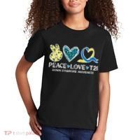 Down Syndrome Awareness Peace Love T21 WDSD Kids T-Shirt thumb 2