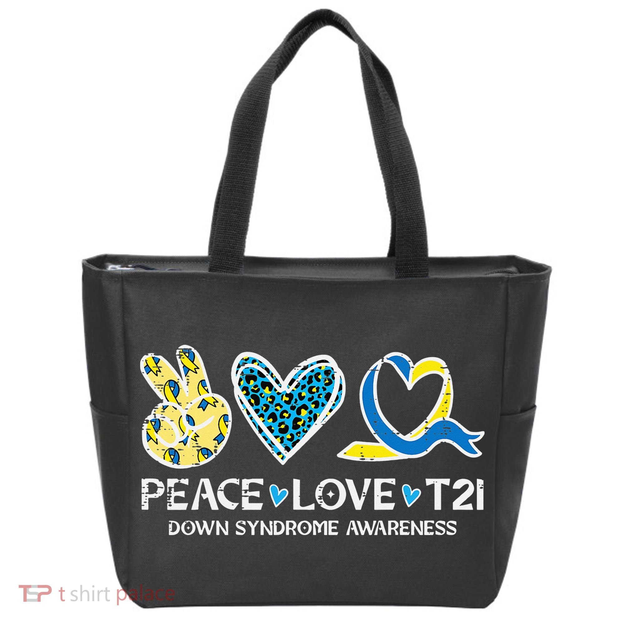 Down Syndrome Awareness Peace Love T21 WDSD Tote Bag