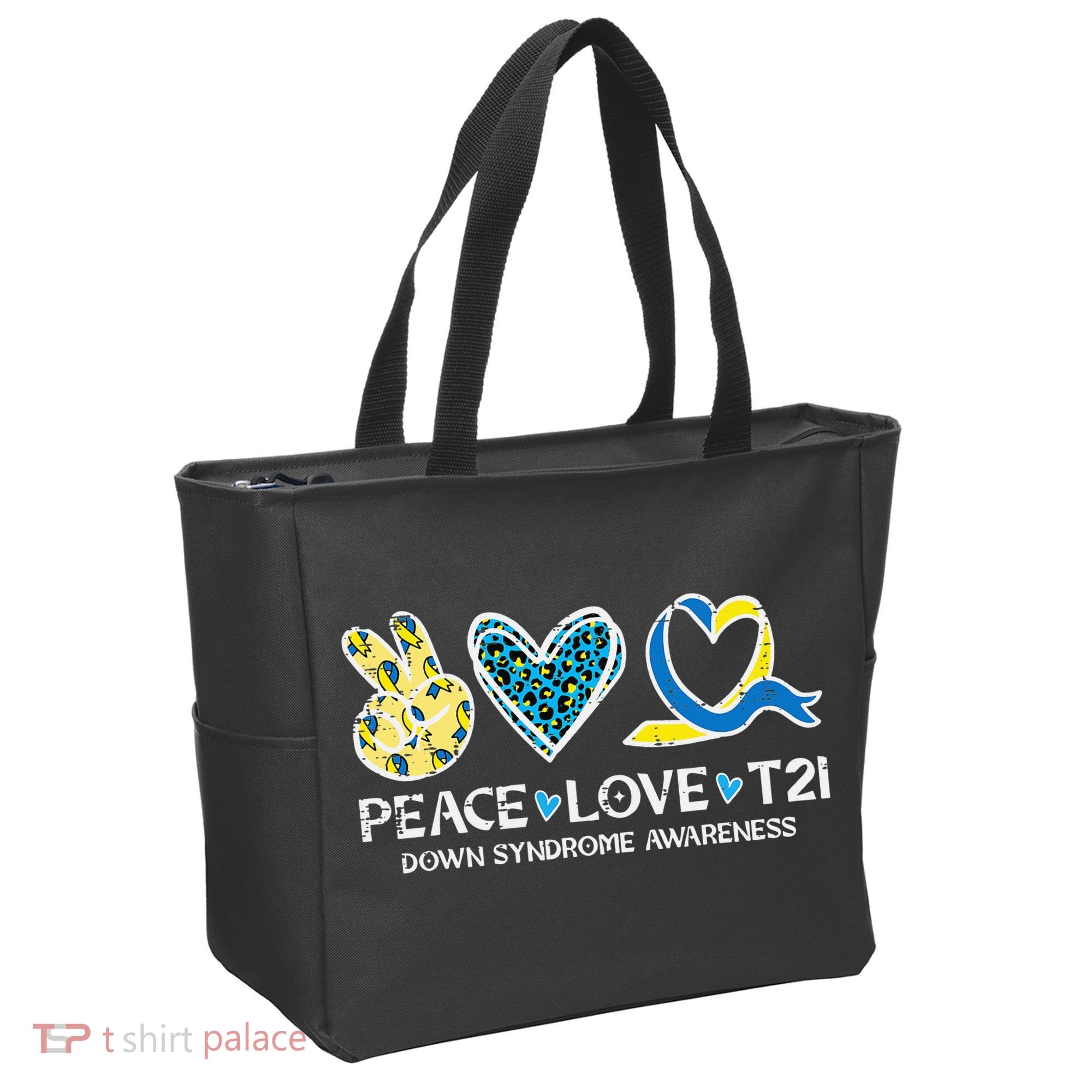 Down Syndrome Awareness Peace Love T21 WDSD Tote Bag