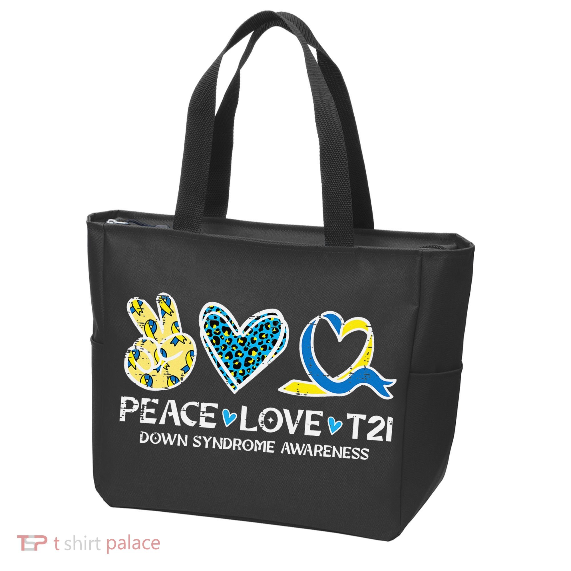 Down Syndrome Awareness Peace Love T21 WDSD Tote Bag