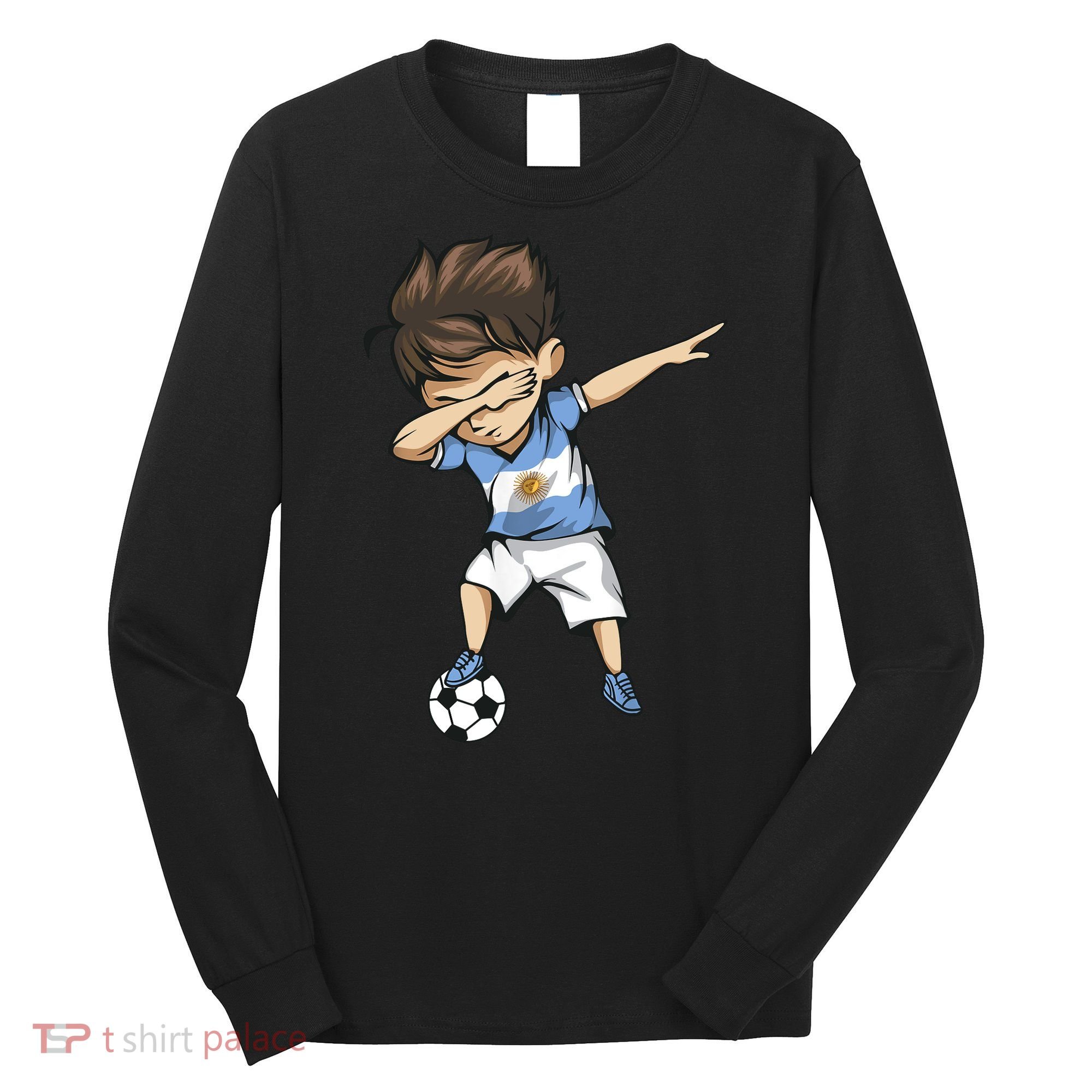 Dabbing Soccer Argentina Jersey Argentinian Football Long Sleeve Shirt