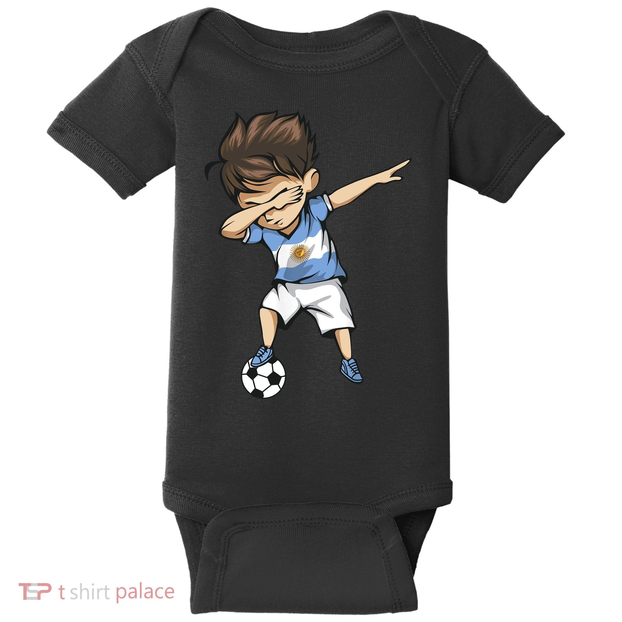 Dabbing Soccer Argentina Jersey Argentinian Football Baby Bodysuit