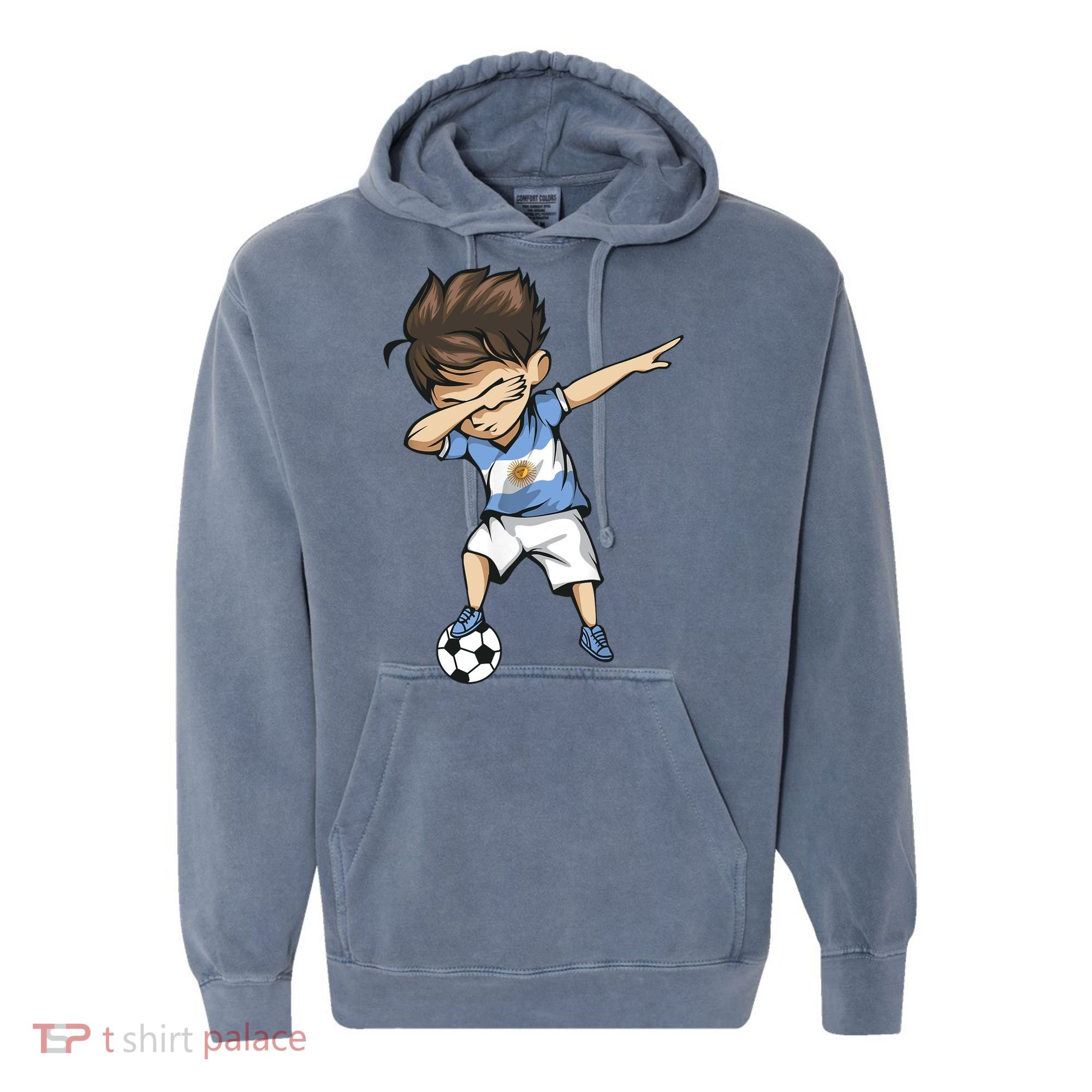 Dabbing Soccer Argentina Jersey Argentinian Football Comfort Colors Garment-Dyed Hooded Sweatshirt