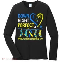 Down Syndrome Awareness Down Right Perfect Women's Long Sleeve Shirt thumb 0
