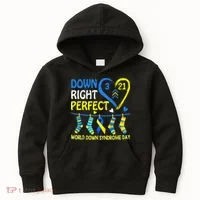 Down Syndrome Awareness Down Right Perfect Kids Hoodie thumb 0
