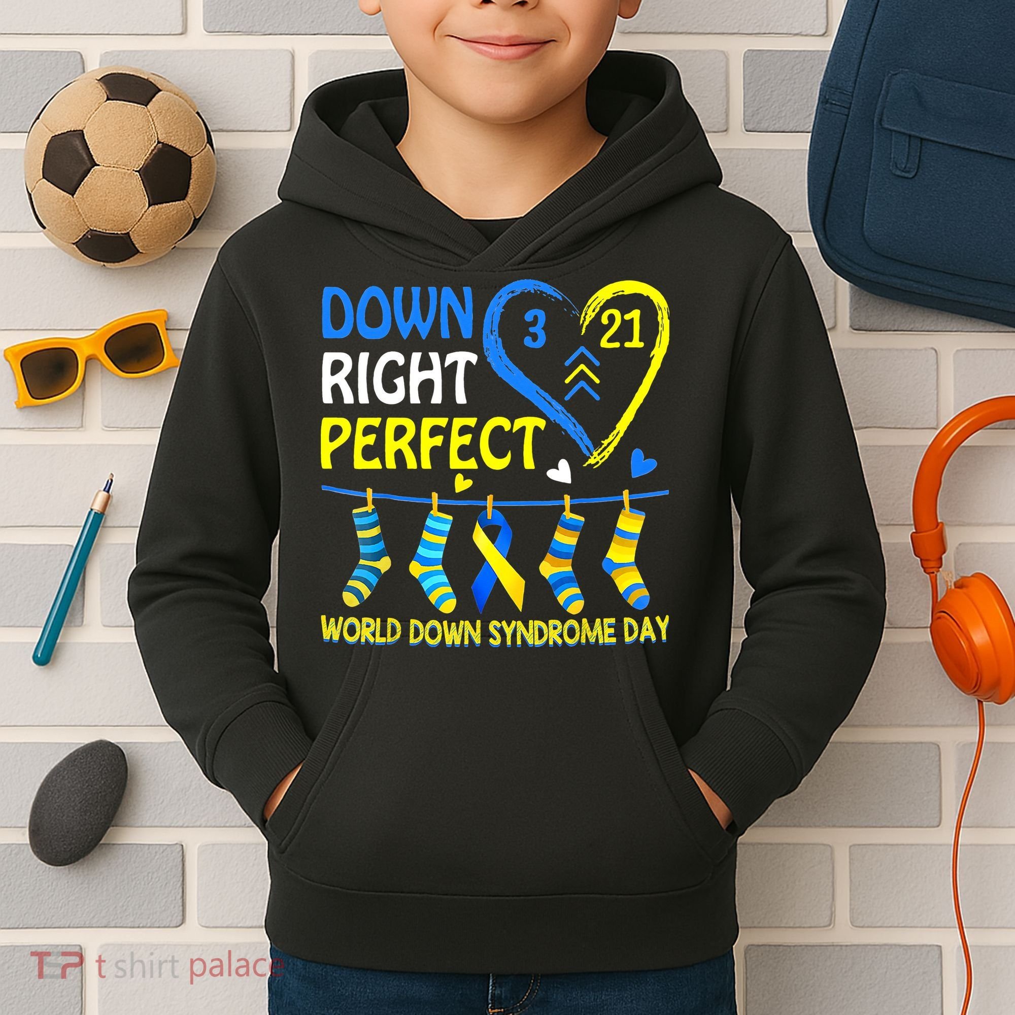 Down Syndrome Awareness Down Right Perfect Kids Hoodie