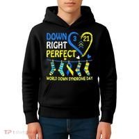 Down Syndrome Awareness Down Right Perfect Kids Hoodie thumb 4