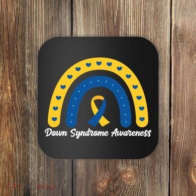 Down Syndrome Awareness Rainbow Ribbon Coaster