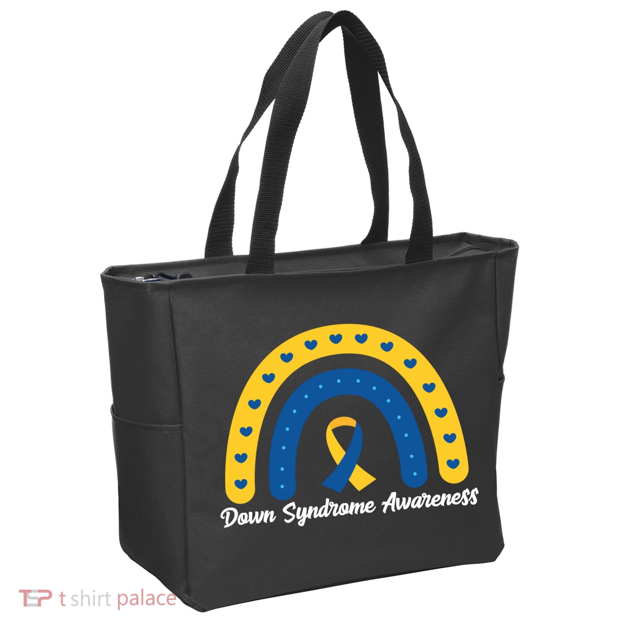 Down Syndrome Awareness Rainbow Ribbon Tote Bag