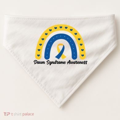 Down Syndrome Awareness Rainbow Ribbon USA-Made Doggie Bandana