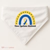 Down Syndrome Awareness Rainbow Ribbon USA-Made Doggie Bandana thumb 0