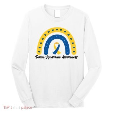 Down Syndrome Awareness Rainbow Ribbon Long Sleeve Shirt