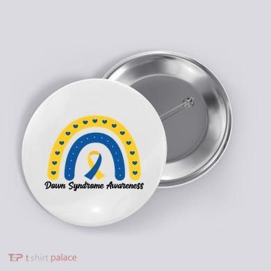 Down Syndrome Awareness Rainbow Ribbon Button