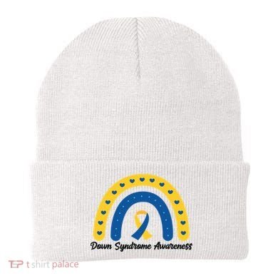 Down Syndrome Awareness Rainbow Ribbon Beanie