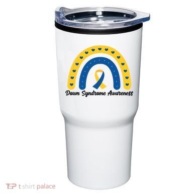 Down Syndrome Awareness Rainbow Ribbon Tumbler
