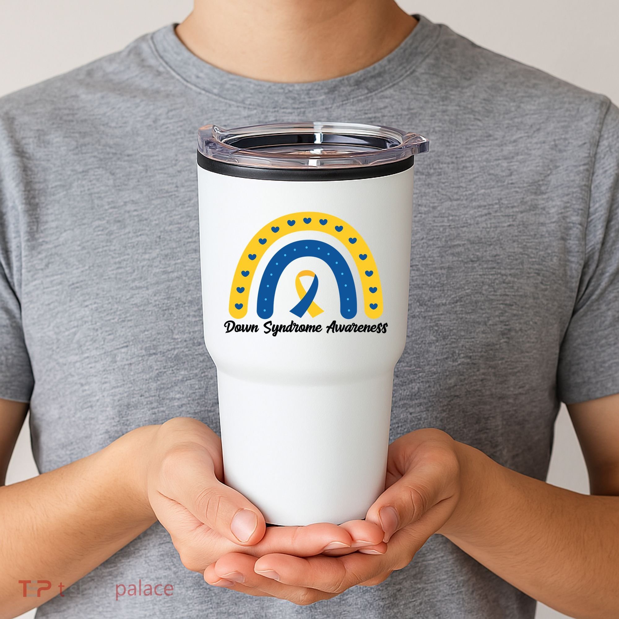 Down Syndrome Awareness Rainbow Ribbon Tumbler