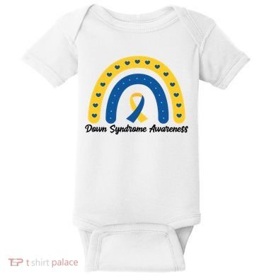 Down Syndrome Awareness Rainbow Ribbon Baby Bodysuit