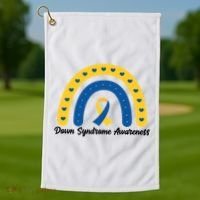 Down Syndrome Awareness Rainbow Ribbon Golf Towel thumb 1