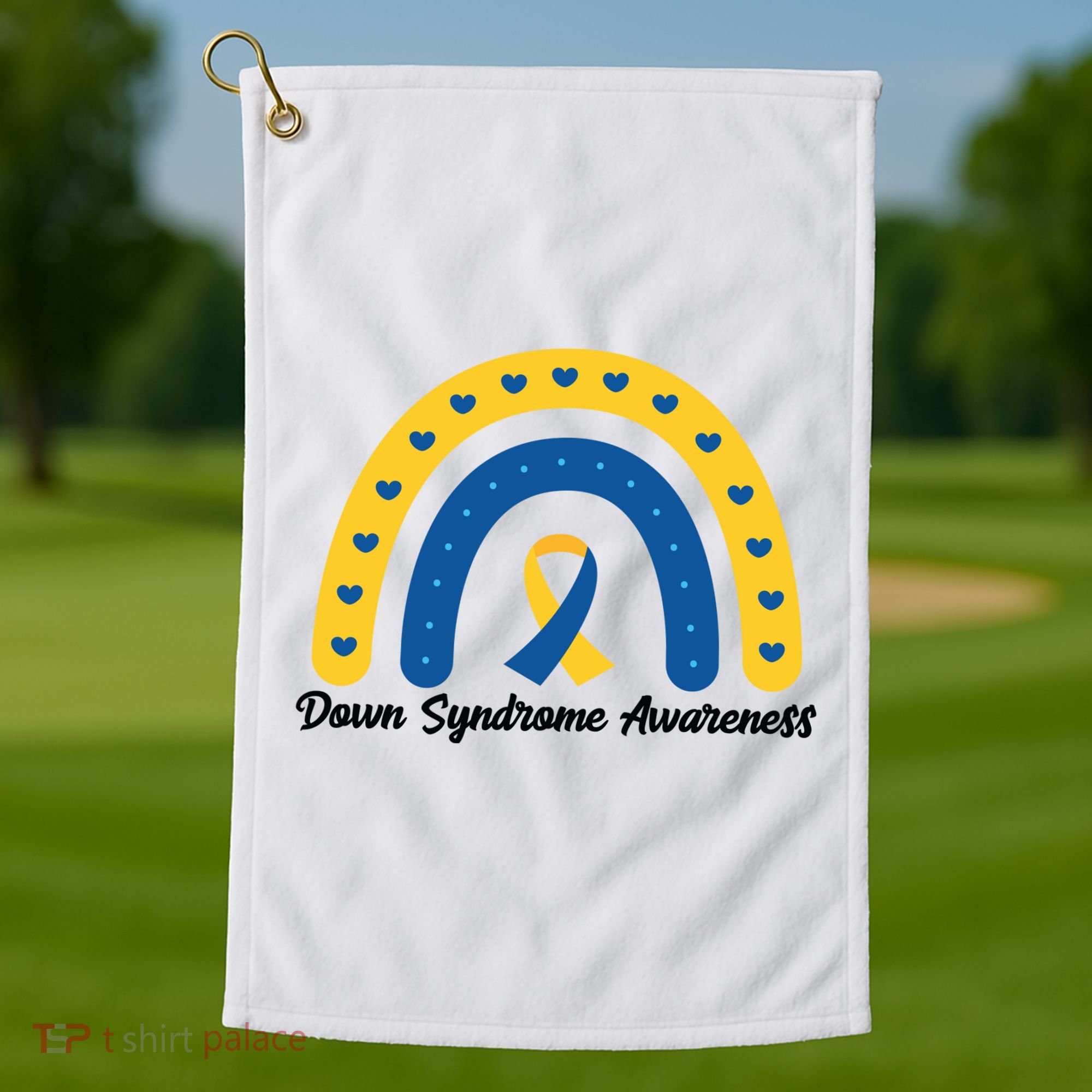 Down Syndrome Awareness Rainbow Ribbon Golf Towel